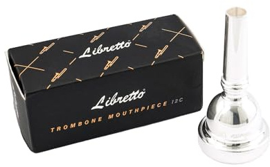 Libretto 12C Trombone Mouthpiece, 2μm Silver Plated w/Vacuum Packing, Fits Small Bore Trombone, Alto Trombone & Baritone, Ideal for Beginner, Student, Jazz Player