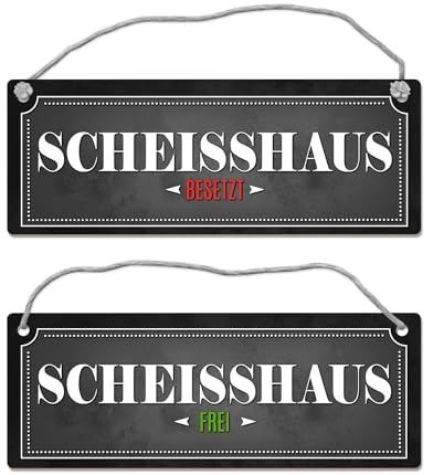 Scheißhaus frei oder besetzt Wendeschild mit Kordel Toilette Toilettentür Klo WC