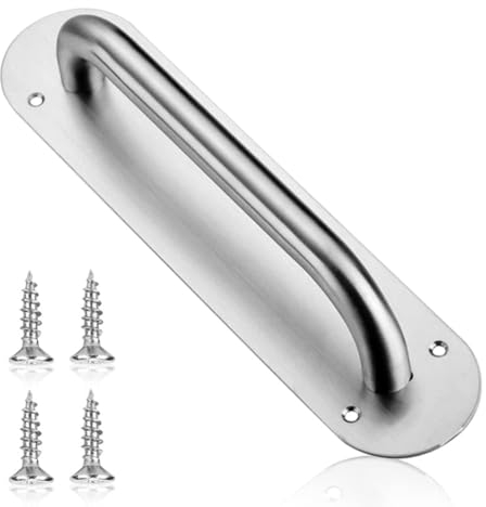 Exterior Door Handle, Stainless Steel Cabinet Handle Sliding Door, Barn Door Handles, Sliding Door Handle with Plate Stainless Steel, Window Door Handle for Cabinet, Kitchen, Bedroom 280 X 65mm