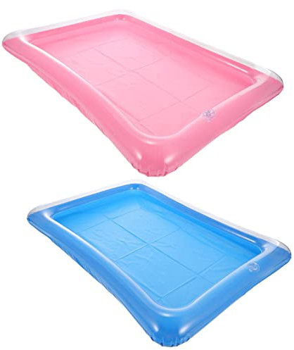 Alipis 2Pcs Table de Piscine Gonflable Service Barre Gonflable Plate à Glace Flottante Piscine du Support de Bufft Refroidisseur Plateau Gonflable de Service Gonflable pour Plateau Flottant Piscine