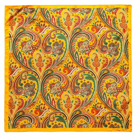 Satin, großes Kopftuch, Seide, Bandana, Halstuch, Haarband, leicht, Satin, Seide, 88,9 cm, für Damen, Goldene Cashew-Blume, 89 cm