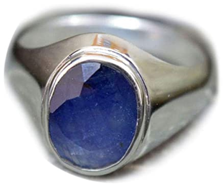 Jewelryonclick Astrologie und Astronomie Geburtssteinringe Sterling Silber Naturblauer Saphir Oval Handgefertigter Ring aus 7 Karat ovalem Stein Lünetteneinstellung Größe 66