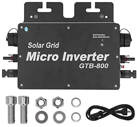800W Micro Inverter Solar Grid Tie Inverter WIFI Control Micro Wechselrichter Solar Inverter Controller DC to AC 120 230V Auto Identification IP65 Wasserdichter Micro Inverter(Schwarz)