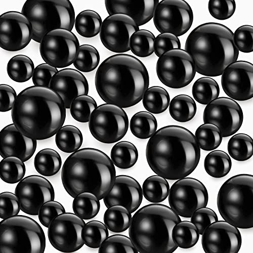 Schwimmende Perlen für Vasenfüller, 150Pcs Kunstperlen, Floating Pearls, Perlen Ohne Loch, Kunststoffperlen für Vasen DIY-Basteln Karneval Fasching Deko,8/14/20mm (Schwarz)