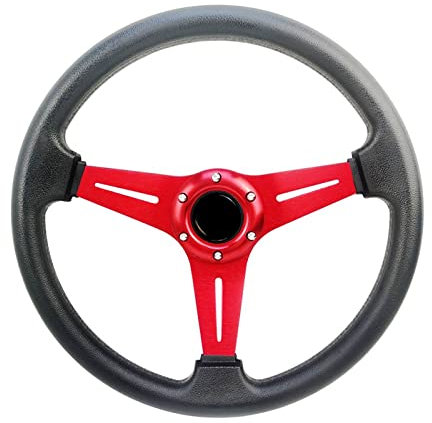 Rennsteuerungsrad Für Golf 4 Modifiziertes Lenkrad 14 Zoll 350 Mm Aluminium-Sportlenkrad Mit Beweglichem Ruder Schaltwippen (Farbe : Rot)