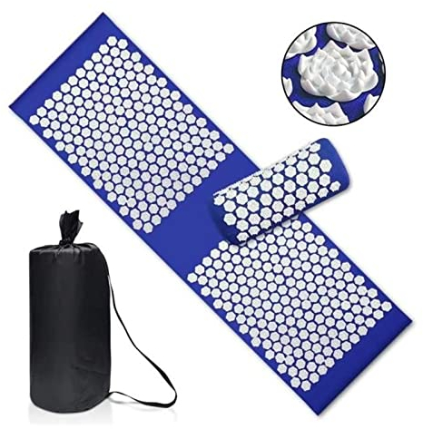 FrEshn Massagekissen Akupressur Yoga Pad Neck Massage Kissen Fußmassagegerät Massagekissen (Size : Update Flower-Blue)