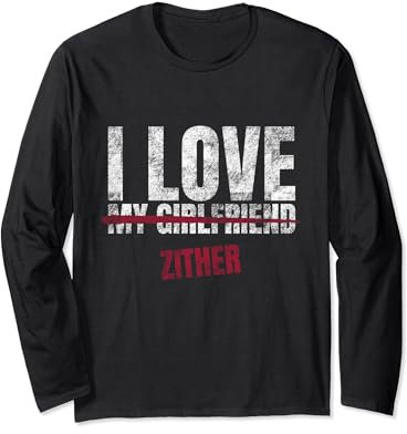 I Love Zither Musikinstrument Musik Musical Langarmshirt