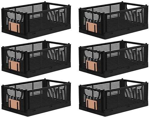 Brandsseller Faltbare Klappbox S 6er Set stabiler Einkaufskorb stapelbarer Transportkorb Aufbewahrungskiste - Schwarz