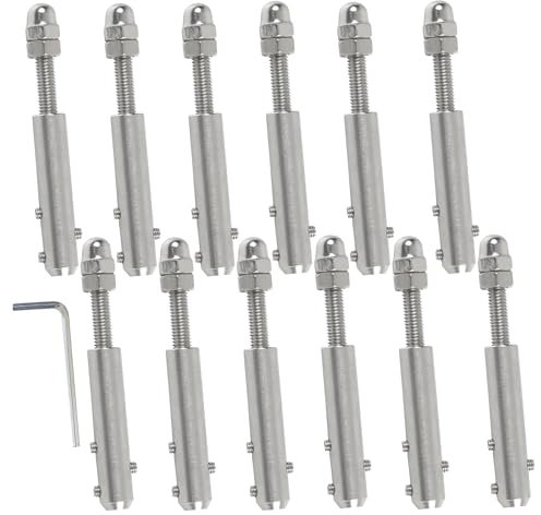 STFALI 12 stück Drahtseilterminal Schraubterminal für Drahtseil 4 mm, Drahtseil Spanner Seilspanner Edelstahl zur Befestigung Abspannung (12, 4mm)