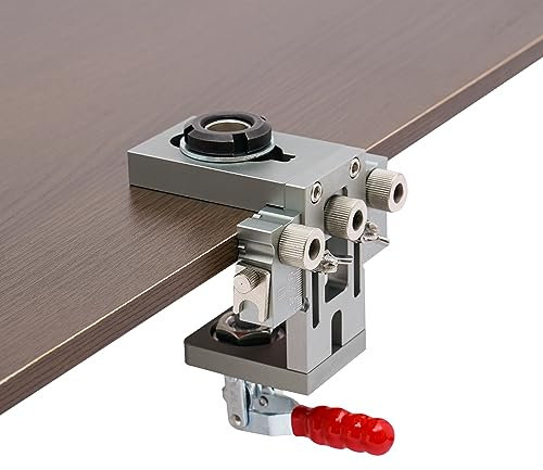 Dima di foratura da 5/8/10 mm Aiuto per tasselli 3 in 1 centrato sul tassello in legno Tasca per tasselli Kit dima per falegnami Collegamenti superficiali e fori precisi per tasselli