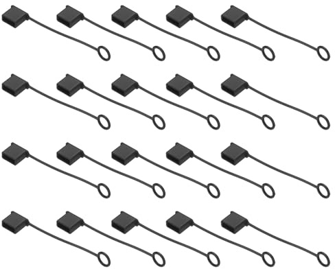 sourcing map 20pcs USB Port Cover Anti Dust Silicone USB Type-A Female Ports Protective Cover Protectors for PC Laptop, Black