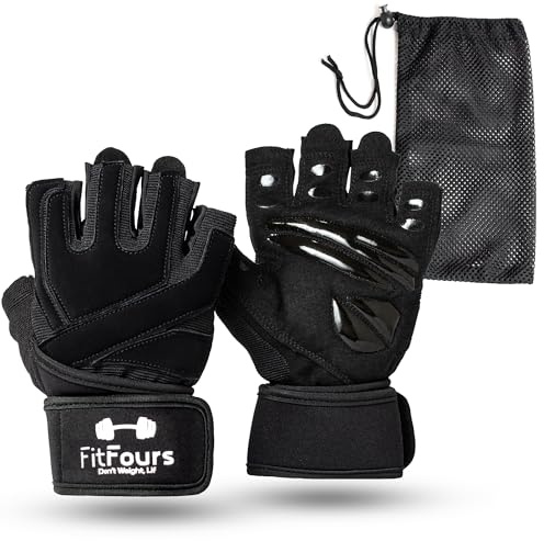 FitFours Guantes Gimnasio Hombre y Mujer con Agarre Antideslizante | Guantes Gym Hombre con Diseño Ergonómico y Duradero Sesiones de Musculación y Fitness (Large)
