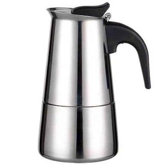 Cachpib Caffettiera italiana da 100 ml/2 tazze, in acciaio inox, con manico isolato, regalo per piano cottura a induzione