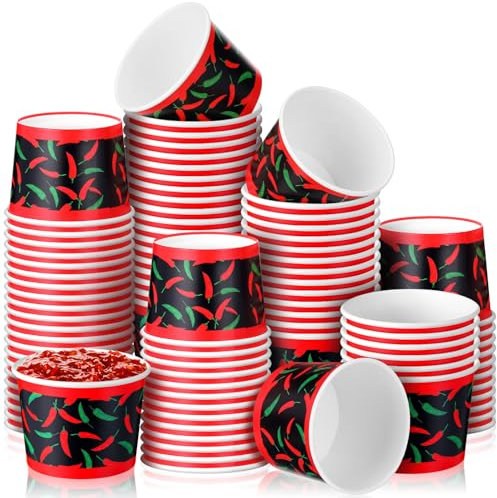 RimCereal 200 Pcs Small Disposable Paper Bowls Sample Chili Cook off Tasting Cups Microwavable Safe Dessert Bowls for Ice Cream Snack Charcuterie Serving Sauce Portion Food Desserts (4 oz)