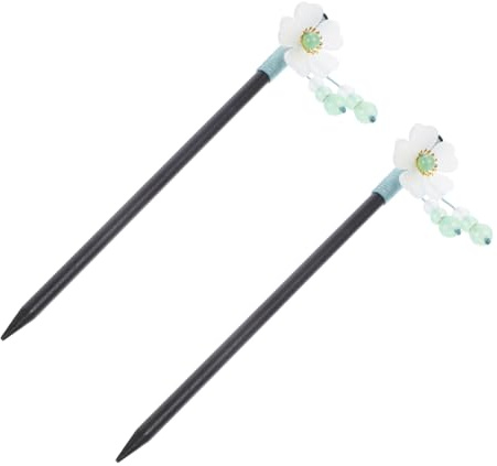 Healvian 2piezas Palillos Pelo Borlas Horquilla Antiguos Soporte Moño Para Mujeres