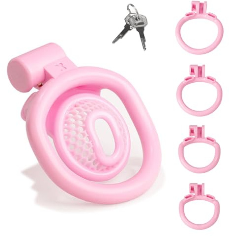 Flat Peniskäfig Inverted Chastity Cage Keuschheitskäfig Herren,Chastity Cage Male Leichtgewicht Atmungsaktiv,Gay Sex Sexspielzeug,BDSM Sklave Bondage SM Sexspielzeug für Männer (Rosa,Umgekehrt)