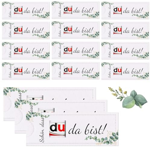 DIKARIYA 15er Schön Dass Du Da Bist Schokolade Geschenk Filzhülle für Gäste | Schokoladen Verpackung Schokoriegel Geschenkbox für Gastgeschenke Konfirmation Hochzeit Kommunion Geburtstag Ohne Schokolade