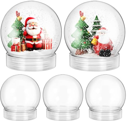 ULTECHNOVO DIY Schneekugel Aus Kunststoff Klar Mit Schraubverschluss Schneekugel Für Kinder Zum Befüllen 5 Stück 2.75 X 2.36 in Für Weihnachtsdeko Zuhause Und Büro