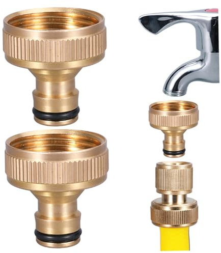 Adaptador de manguera de 2 piezas 1 Conector de grifo de latón de reemplazo a prueba de fugas para jardinería, limpieza de automóviles, lavadoras y más adaptador de manguera
