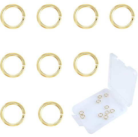 TOAOB 10pcs Gold Open Jump Rings 5mm O Rings Connector 925 Sterling Silver for DIY Craft Necklaces Bracelet Pendant Keychains Jewelry Making