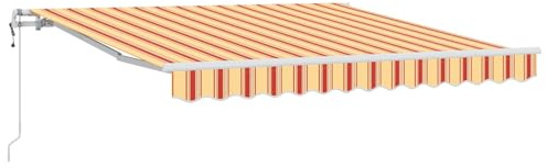 IKAYAA Tenda Retrattile elettrica Tenda da Sole 350x250 Tenda Retrattile Automatica Resistente ai Raggi UV con elecomando manovella-Giallo e arancione-350 x 250 cm