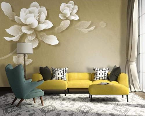 XLMING Einfache Kubische Weiße Retro Blume 3D Tapeten Tapete Seidigkeit Home Esszimmer Möbel Sofa Schlafzimmer Wohnzimmer TV Hintergrund-150cm×105cm