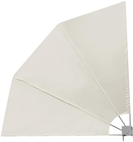 Frdhee Sonnenschutz Balkon Sonnenschirme, Faltbarer Balkonfächer Creme 210×210 cm für Patio, Garten, Terrasse, Markt