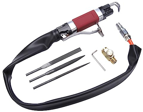 Xiuganpo Outil Pneumatique AF 5 Scie Sabre à Air avec 4 Limes, Lime Alternative à Air 3400 Tr/min et Scie Corporelle pour la Coupe du Métal, Faible Vibration, Corps Recouvert de