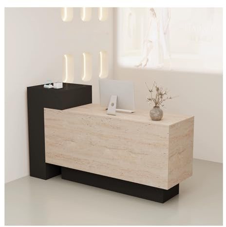 Receptionsskrivbord i trä med låsbara förvaringslådor – 150 cm kontors- och vardagsrumsbänk för effektiv organisation och elegant design