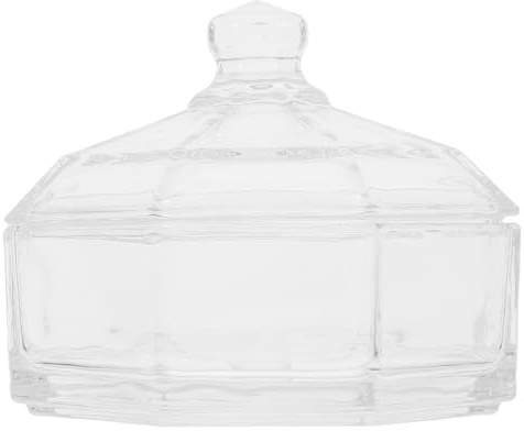 Lurrose Boîte à Bonbons en Verre Cristal Transparent 11,5 Cm avec Couvercle Hermétique, Récipient Cuisine pour Friandises, Fruits Secs et Gâteaux, Sucrier Décoratif Polyvalent pour Maison