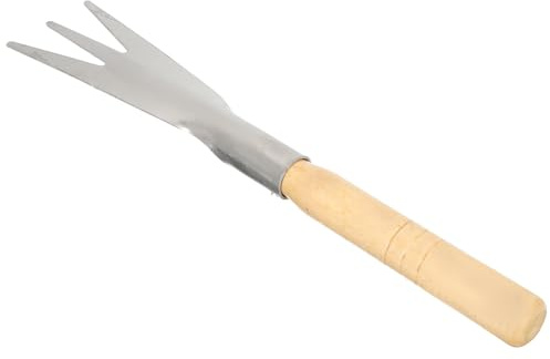 FOMIYES Garden Trowel Stainless Steel 3-Toothed Weeding Shovel Hand Tool for Vegetable Planting and Flower Gardening with Wooden Handle – Sturdy Digging Spade for Lawn and Garden Care