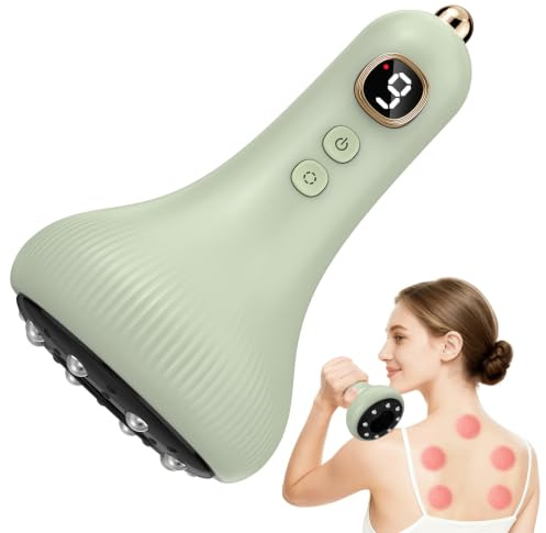 Massaggiatore AntiCellulite Elettrico, 9 Livelli Aspirazione & Calore e Luce Rossa, Palper Rouler e Guasha Portatile Senza Fili per Modellare Corpo, Gambe Braccia e Ridurre il Dolore Muscolare, Verde