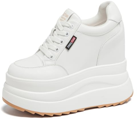 AONETIGER Talon CompenséEs Femme Baskets Mode Plateforme Tendance Cuir DéContractéEs Chaussures Confortables L'IntéRieur Hausse Talons Chaussures Taille 36-40EU