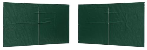 QJBSAVVA Juego de 2 paneles laterales para carpa de fiesta, 400 x 195 cm, color verde, paredes laterales de polietileno con ventana y cremallera, paredes de repuesto para carpa de eventos, cenador de