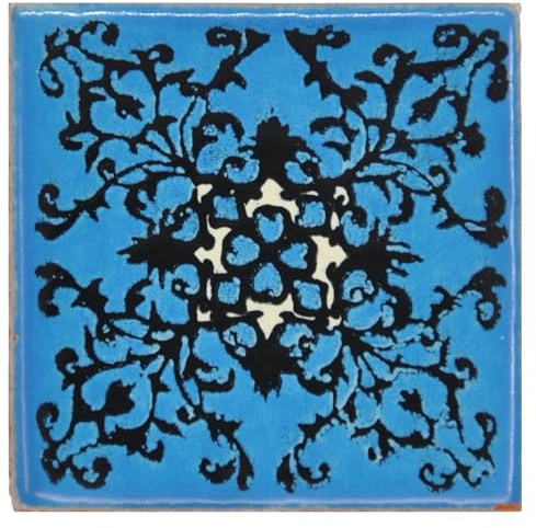 Tumia LAC Piastrelle Ceramica Messicane Talavera - Dolores Artigianali Piastrelle Cucina,Bagno, Sottopentola e Fai-da-Te, Decorativo stile Mediterraneo - Pacco da 10