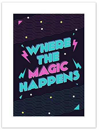 Wee Blue Coo LTD Disco Kitchen Magic Happens Art Print Canvas Premium Wall Decor Poster Küche Zauber Wand Deko