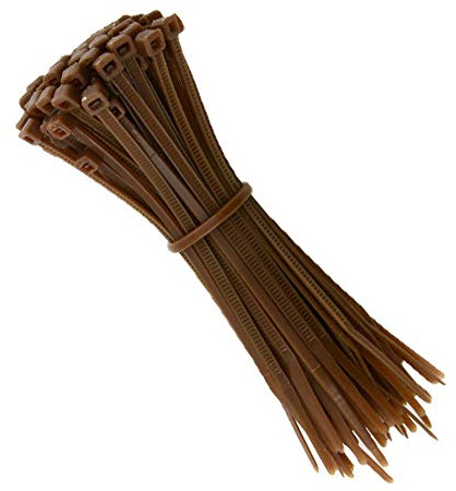 UKCable-Ties 50x Brown Cable Ties 200mm x 4.8mm Zip Tie Wraps Nylon Plastic