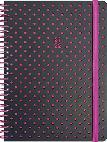 Brunnen 1072145072 Schülerkalender 2021/2022 (18 Monate) „Grey & Berry“ 2 Seiten = 1 Woche, Blattgröße 14,8 x 21 cm, A5, Kunstleder-Einband mit Lochmuster