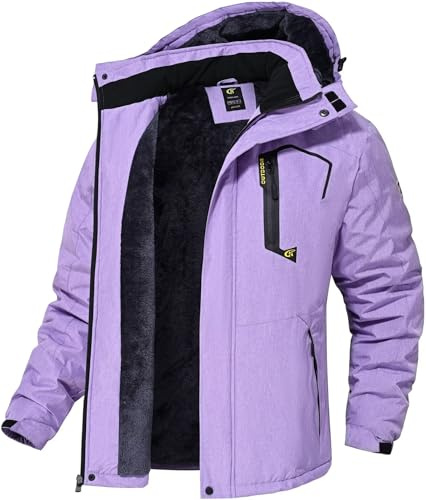 QPNGRP Mens Waterproof Ski Snowboard Jacket Windproof Winter Snow Coat Cation Purple Large