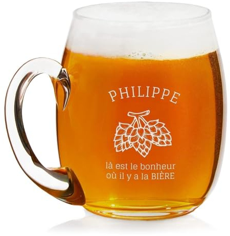 Maverton Chope à bière avec gravure, Verre personnalisé de 50 cl | Cadeau d’anniversaire pour homme, Cadeau pour amateurs de bière, Pour parents, Bonheur