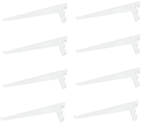 8 x siwitec Einlochträger 200 x 50 mm in Weiss, Regalhalter für ein Regalschienensystem