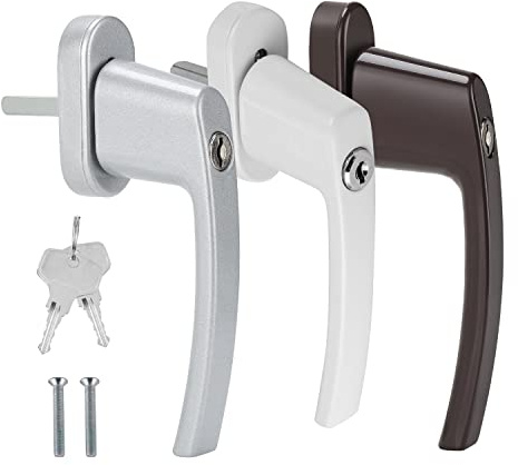 Tubiaz Fönsterhandtag låsbart fönsterhandtag 16 x aluminium, låsbart aluminiumlegering, fönsterhandtag barnsäkerhet med lås i stiftlängd 35 mm, fönsterlås i vitt