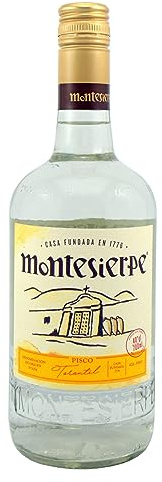 Montesierpe Pisco Torontel - Botella de Licor de 70 cl - Pisco Peruano con Notas Cítricas y Dulzor de Frutas - 40% de Alcohol - Ideal para Preparar Cocktails