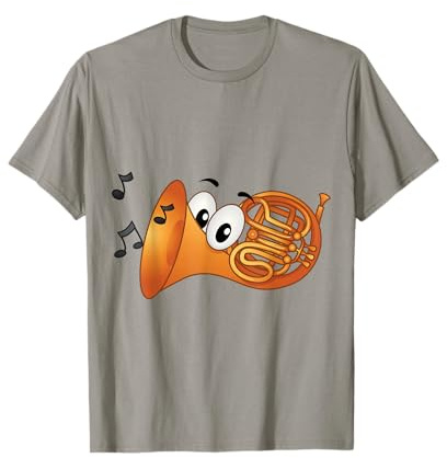 Lustiges Waldhorn Cartoon T-Shirt mit Musiknoten T-Shirt