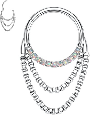 16G Opal Septum Ringe Septum Schmuck Septum Clicker Septum Piercing Schmuck Silber Daith Conch Smiley Orbital Piercing Schmuck Septum Daith Schmuck Nasenringe 10mm Nasenringe Hoops Daith Knorpel