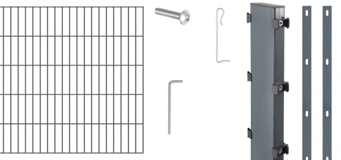 Alberts 665432 Zaungabionen Step² | verschiedene Längen und Höhen | zum Aufschrauben | anthrazit | Mattenbreite 200 cm | Höhe 100 cm | Länge 4 m