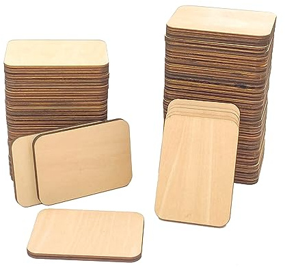 60 piezas rectangulares de madera de tilo sin terminar de 2.5 x 3.5 pulgadas, 3/16 de grosor, azulejos de madera contrachapada para quemar pintura y manualidades