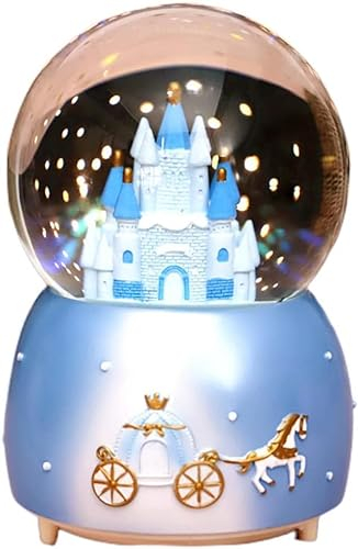 LED Lichtwechsel Schneekugel Musik Spieluhr Burg Schneekugel mit Schneeflocken Glas Glitzerkugel Nachtlicht Traumkugel Büro Home Dekoration Kinder Mädchen Geschenk für Geburtstag Weihnachten