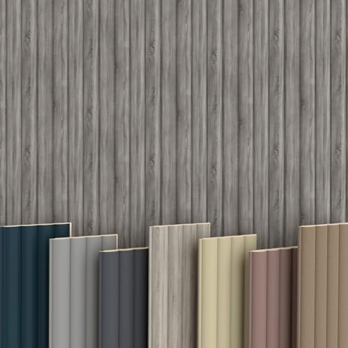 WAVE Lamellen 2,75m HEXIM - MDF Holz Lamellenwand Wandpaneele Lamellenverkleidung Wandverkleidung Lamellenpaneele Holzpaneele Natur (12 Paneele & Zubehör, Wave Standard Vintage Oak)