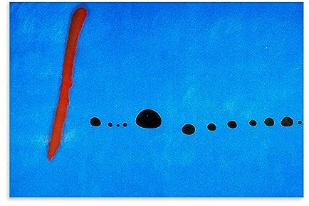 OqcEha Joan Miro Kunstdruck auf Leinwand, abstraktes Paiting Blue II, modernes Familienschlafzimmer, 50 x 75 cm